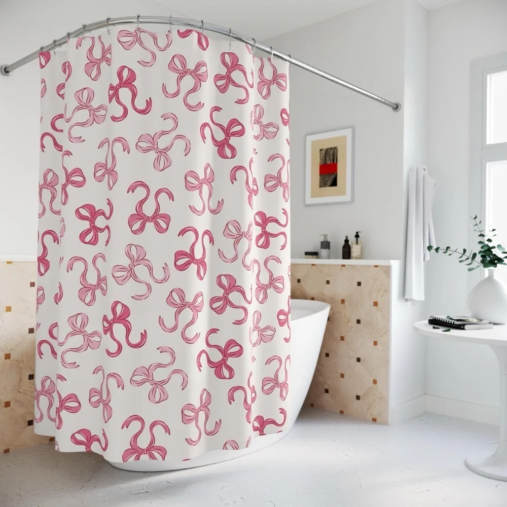 Pink Bow Shower Curtain - Picture 1 of 6